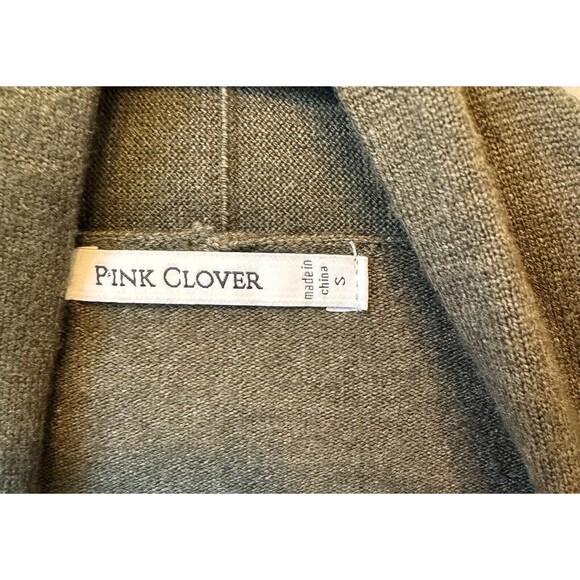 Pink Clover Sweater Cardigan‎ Small Open Olive Green Stretch Pockets NWOT NEW - Picture 6 of 8